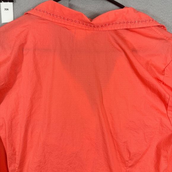 CJ Banks Womens Button Up Top Orange Solid  Plus Size 1X Stretch - Picture 7 of 10